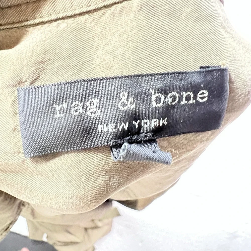 Rag & Bone New York‎ Women Sleeveless Trench Dress Olive Green Belted Utility Sm